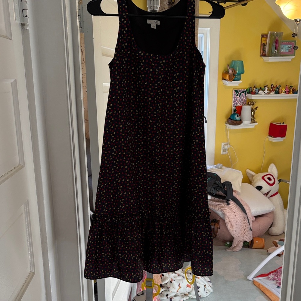 Elegant Black Mini Dress with Multicolor Dots